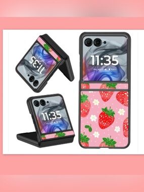 Moto Razr 50/Razr 2024/2025 Phone Case, Pink Strawberry